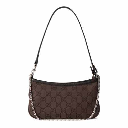 Gucci 棕老花腋下包875847:復古松