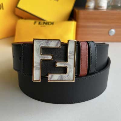 芬迪老佛爺設計力作經典雙F金屬扣頭層牛皮腰帶
