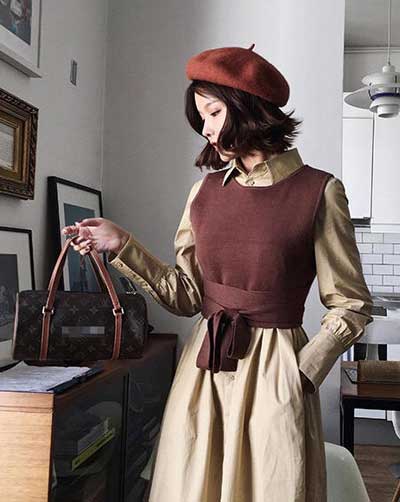 背心針織衫中長款襯衫顯瘦連衣裙