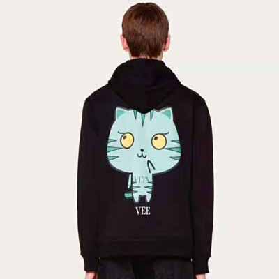 Valentino貓咪圖案男女同款連帽衛衣M