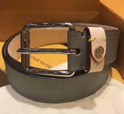 2018新款LV代工廠原單貨Monogram Ink帆布刻紋鉚釘皮料腰帶