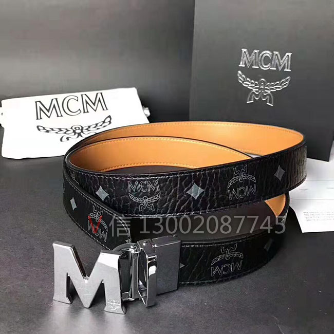 MCM專賣店新款經典印花雙面腰帶 男女款M字頭皮帶