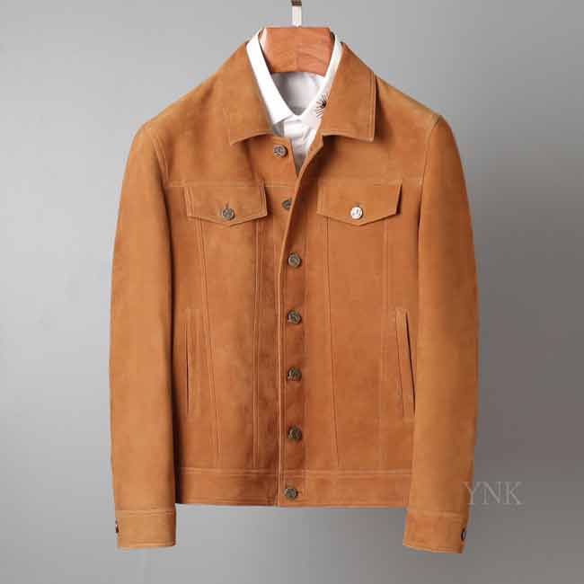 LV2020秋冬年新款皮夾克 男士反絨綿羊皮翻領皮衣外套