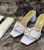 Ferragamo菲拉格慕經(jīng)典扣搭真皮大底魚嘴拖鞋