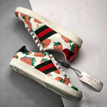 Gucci古奇官方新配色小草莓刺繡小蜜蜂休閑鞋