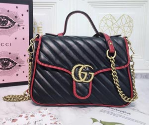 古奇火遍時(shí)尚圈GG Marmont498110黑色配紅色