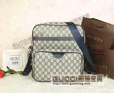 非常男士時尚單肩包 古奇高等品質斜挎包 322070藍色pvc