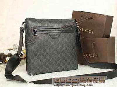 男包 商務單肩包 古奇男士時尚公文包電腦包 322080黑色pvc