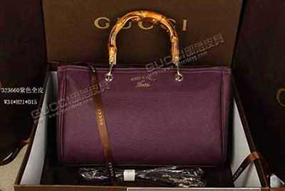 國際<a href=/lady/ target=_blank class=infotextkey>品牌女包</a> 古奇真皮竹節手柄手提包 斜挎女包 323658 323660紫色