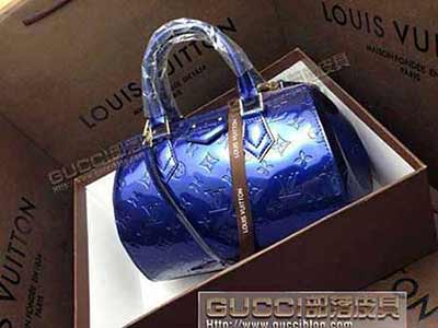 lv2014潮女包 路易威登復(fù)古圓桶包 時尚手提斜跨包 90058電藍(lán)