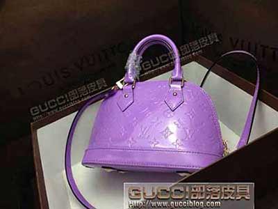 春夏女包 lv真皮女包 路易威登斜跨包手提包頭層牛皮貝殼包 91606漆皮藍色