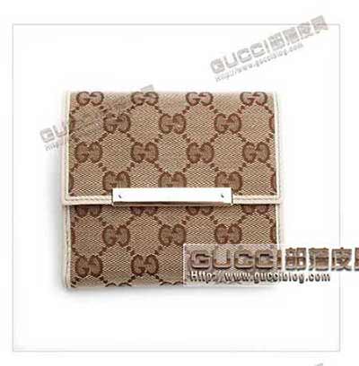 112664經典女士三折短款高等帆布錢包古奇翻蓋法式皮夾