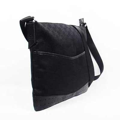 古琦黑色女包斜挎男士單肩包時(shí)尚帆布gucci斜挎包145856