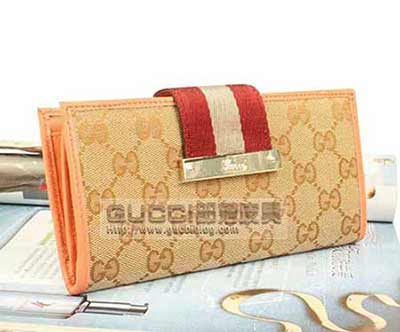 歐美品牌gucci錢包女長款帆布配皮真皮女士錢夾韓版可愛粉181668-8656U桃肉色