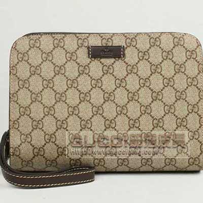 gucci男包 古奇經(jīng)典商務(wù)休閑手拿手腕男包201755咖啡PVC