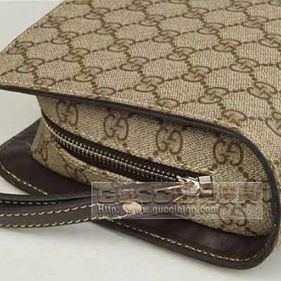 gucci男包 古奇經(jīng)典商務(wù)休閑手拿手腕男包201755咖啡PVC