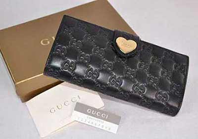 古奇女士中長款牛皮錢夾203550黑