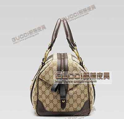 女士包 223953 gucci時尚棕皮包邊帆布手提包包