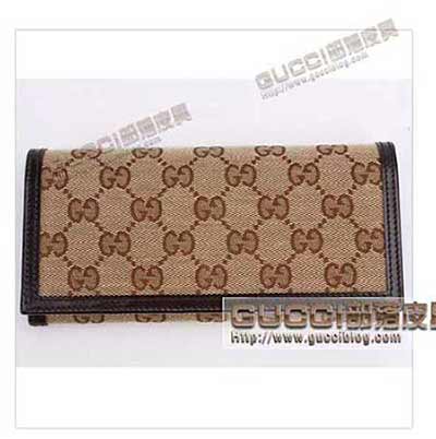 gucci經典錢包 時尚時髦古奇女士長款三折錢包225833咖啡