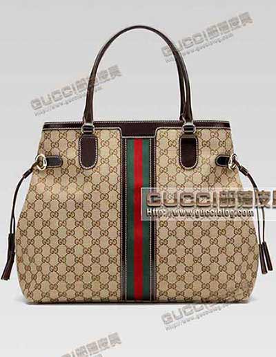 女包 帆布配皮 時尚單肩包 232969 高等品質 紅綠織帶購物袋