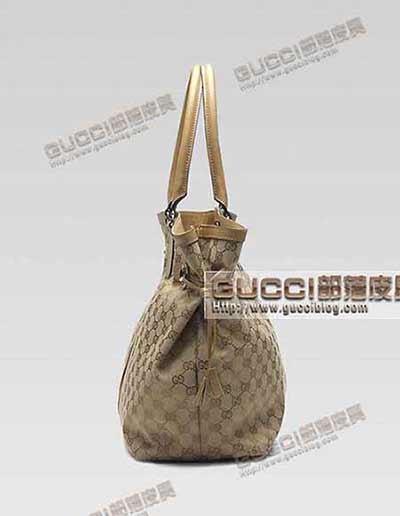 古琦帆布配牛皮時尚單肩包232969 gucci一比一品質購物袋