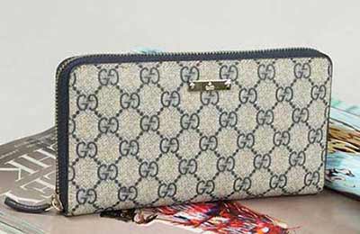 古奇錢包 gucci中長款防水料錢包233193藍