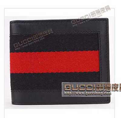 gucci新款男士錢包245767 紅藍條雙折式