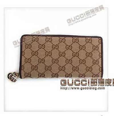 gucci女士錢夾247028 啡色全拉鏈古奇皮夾