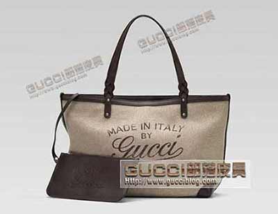 真品品質女包247209淺米色 gucci craft中號購物袋 單肩包