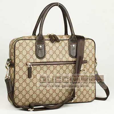 古奇包包 酷奇男包 單肩斜挎包 手提包 PVC商務包 256195咖啡PVC