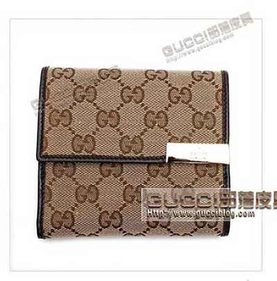 gucci錢夾257015 GG圖案織布 按扣皮夾男女短款錢包