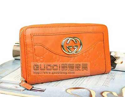 爆款時尚新款長款女士錢包牛皮皮包/皮夾 男士錢包/皮夾291132-7604Y橙全皮