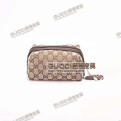 古琦真品品質手拿包 帆布配啡色皮 時尚手提包 化妝包 29595啡