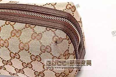 古琦真品品質手拿包 帆布配啡色皮 時尚手提包 化妝包 29595啡