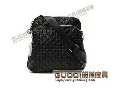 854364男包 男式包包 古奇黑色壓花單肩斜挎全皮包