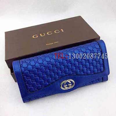 古奇長款錢包 全皮長款錢包 頭層牛皮大鈔夾 G291132藍