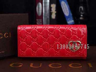 全皮壓花長款錢包 gucci時尚錢夾 手抓包 G872144紅