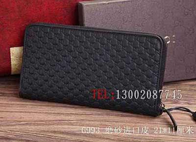 歐美名品手拿包 全皮壓花長款錢包 手拿圍鏈包 G993黑