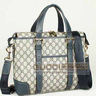 gucci男包 時尚手提斜跨包 298034啡 藍(lán)PVC
