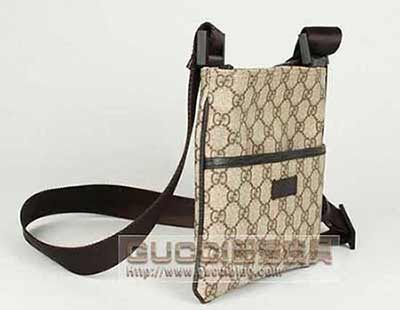 時尚休閑gucci男包春夏單肩包斜挎小包包162905咖啡PVC
