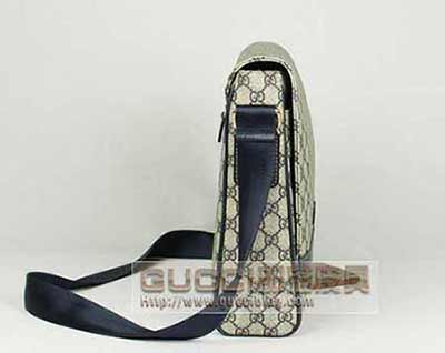 古奇男包 古琦男士商務(wù)休閑單肩斜挎包222284藍(lán)PVC