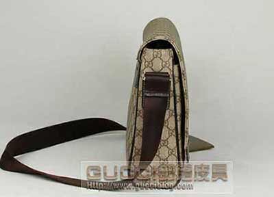 gucci男包 休閑 防水材質配牛皮 時尚單肩斜挎包222285咖啡PVC