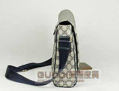 酷奇男包 古琦男士單肩斜挎包 時尚休閑男包包222285藍PVC