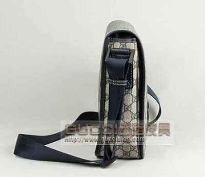 2011gucci男包 休閑包 商務包 時尚PVC斜跨包222292藍PVC藍皮