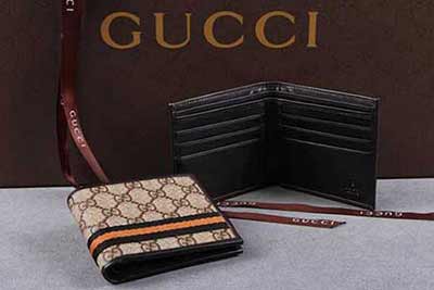 古琦錢包 138042PVC 時(shí)尚男士短款錢包 古奇PVC二折錢包