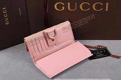 gucci女士錢包 帆布長款搭扣三折錢包手拿包