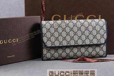 真品Gucci古奇錢包 男女長款搭扣珍珠經典LOGO手拿包 163252藍