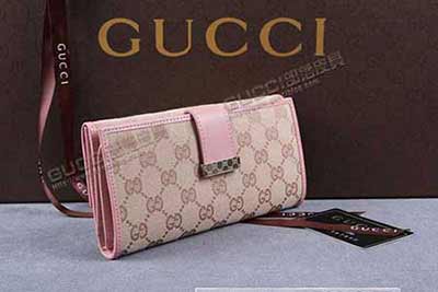 帆布拉鏈錢(qián)包 長(zhǎng)款三折女式錢(qián)夾 212089淺杏布粉紅皮