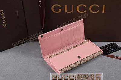 gucci 212109 啡PVC粉紅皮 古奇pvc錢包