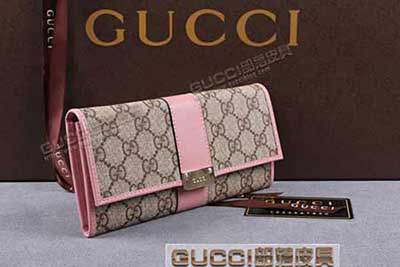 gucci 233028 啡PVC粉紅皮 古奇pvc錢包